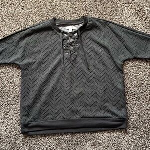 Charcoal Lace-Up Top